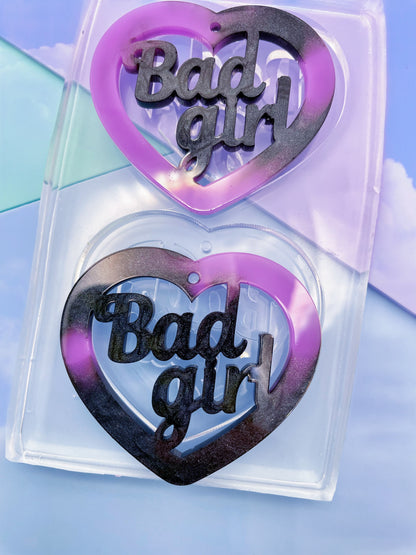 5cm Bad Girl Slogan Heart Dangle Earring Mold