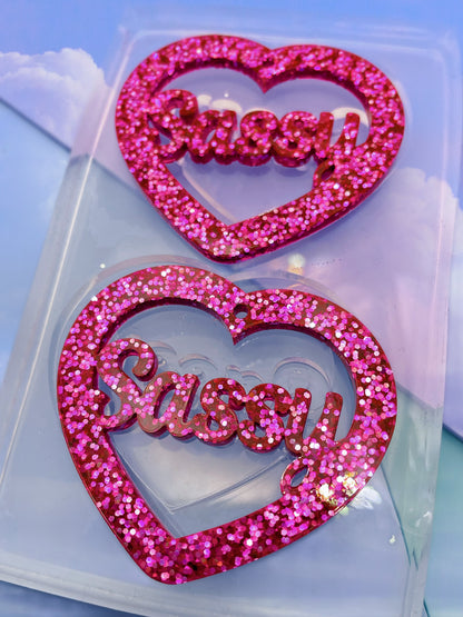 5cm Sassy Slogan Heart Dangle Earring Mold