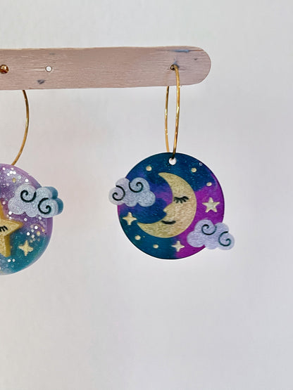 3.2 cm Sleeping Star Serene Night Sky Cloud Dangle Earring Mold