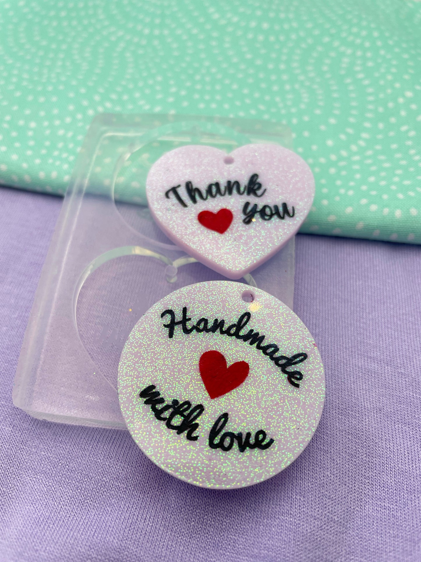 Thank you Handmade with Love tag keychain charm mold