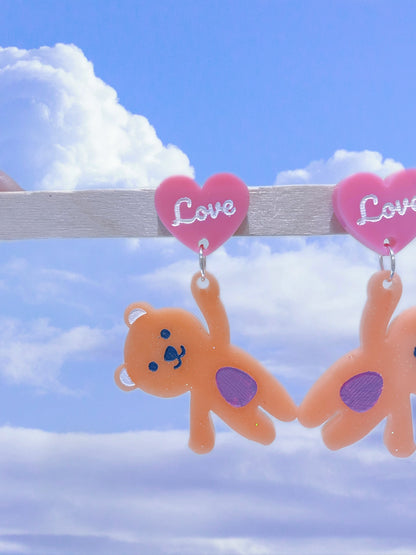 Valentines Heart Balloon Teddy Bear Dangle Earring Mold