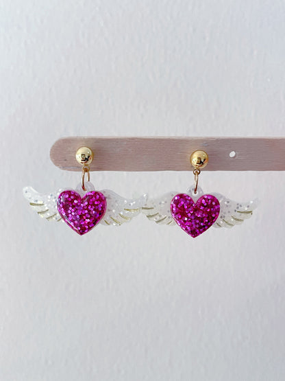 3.5 cm Flying Winged Heart Dangle Earring Mold