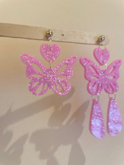 Heart butterfly dangle earring mold