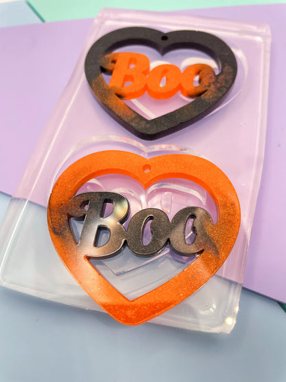 5cm Boo Word Heart Slogan Dangle Earring Mold Halloween