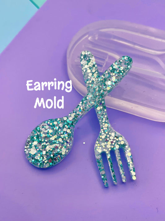 Cute Fork and Spoon Dangle Earring Mold