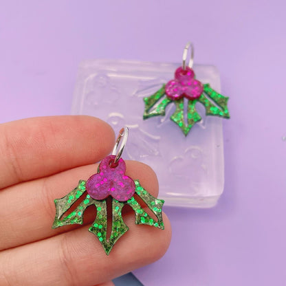 Small Christmas Holly Dangle Earring Mold