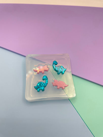 Mini Dino Stud Earring Mold Triceratops & Diplodocus/ Brontosaurus