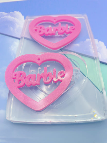 5cm Barbie Slogan Heart Dangle Earring Mold