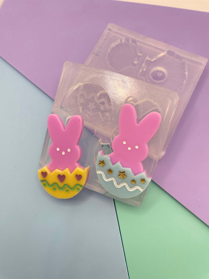 Easter Egg Peeps Bunny Brooch Dangle Earring Mold