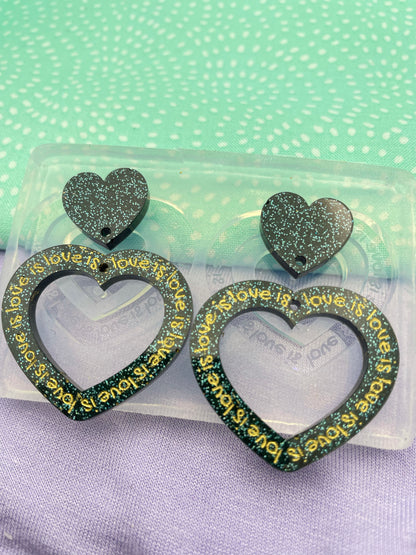 Love is love Heart Hoop Dangle Earring Mold