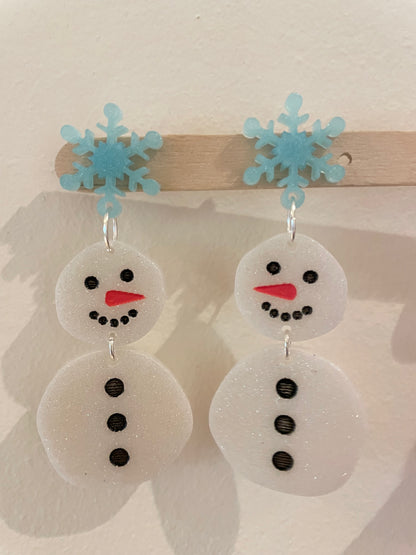 4.5 cm Snowman Two part dangle earring mold Christmas clear silicone mould