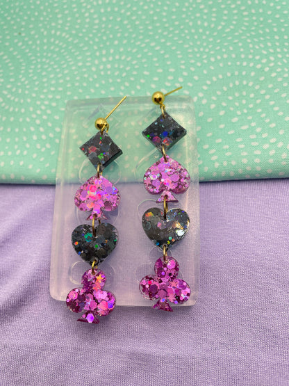 Long Casino Card Suit Dangle Earring Mold Predrilled