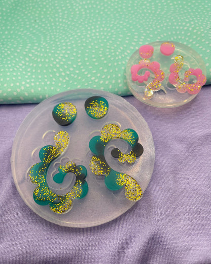 Matisse-inspired Spiral Algae Dangle/ Stud Earring Mould Silicone Mold