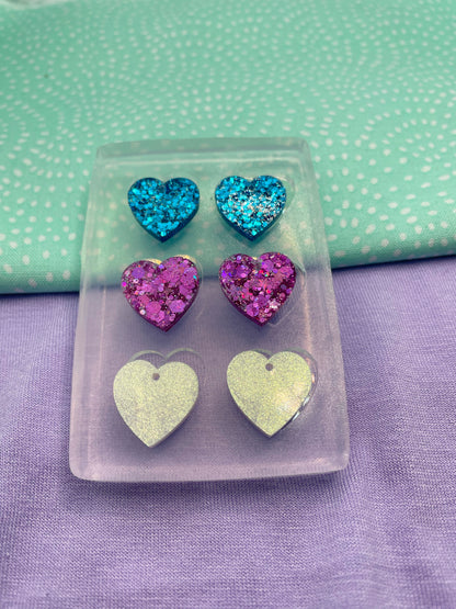 1.5 cm Small Heart Dangle Earring Mold Predrilled