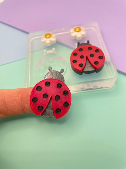 3 cm Ladybug Love bug Daisy Flower Brooch Dangle Earring Mold