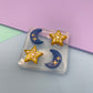 Mini engraved moon and star stud earring mold set