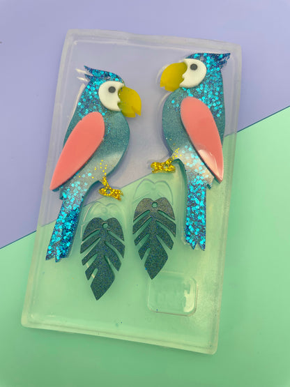 Large Layered Parrot Leaf Dangle earring Mold