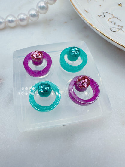 Mini Round Gem Nesting Circle Stud Earring Mold