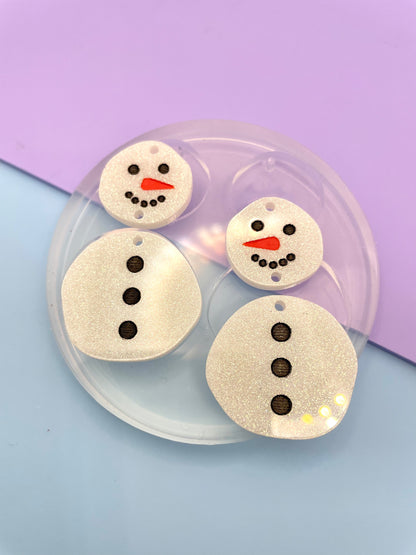 4.5 cm Snowman Two part dangle earring mold Christmas clear silicone mould