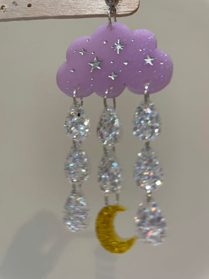 Lux Starry Sky Rainy Clouds Dangle Drop Earring Mold