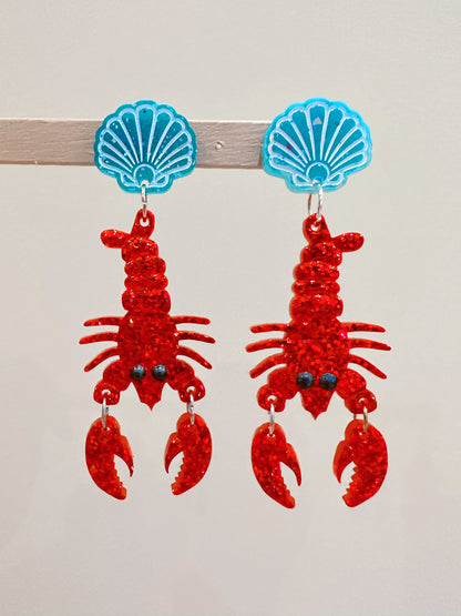 5.5 cm 3D Lobster and Shell Dangle Earring Mold