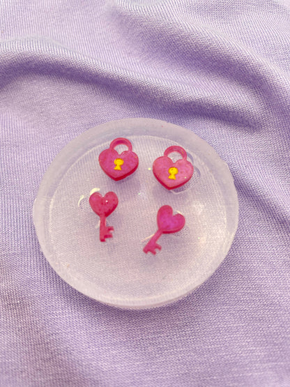 Mini Heart Lock Key Stud Mold Set