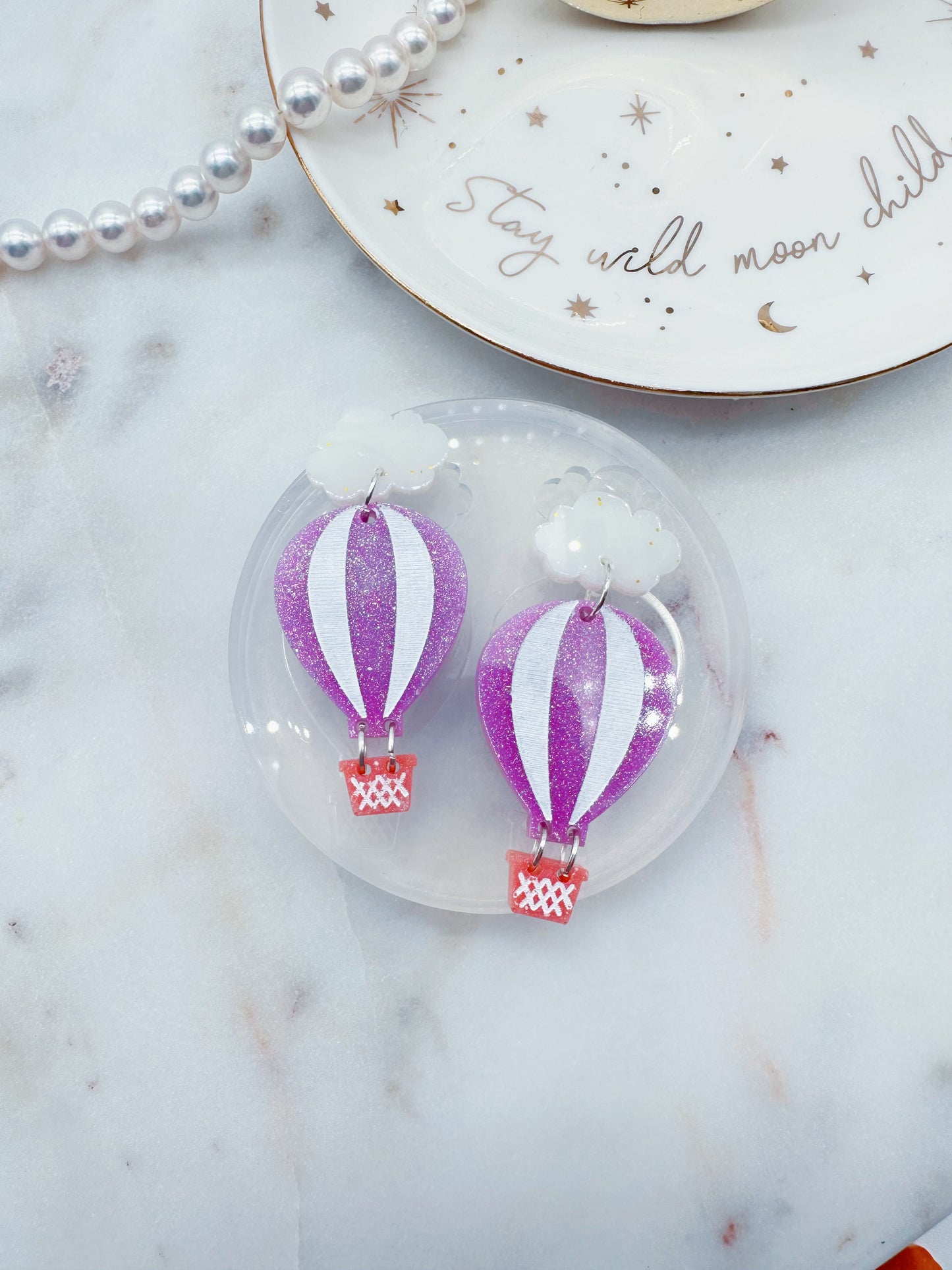 Hot Air Balloon Dangle Earring Mold with cloud toppers