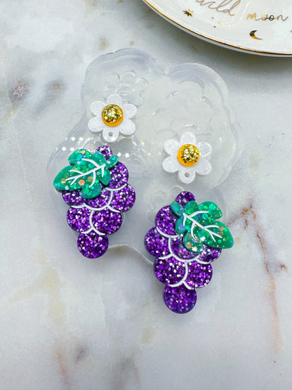 Grape with Flower Dangle Earring Mold