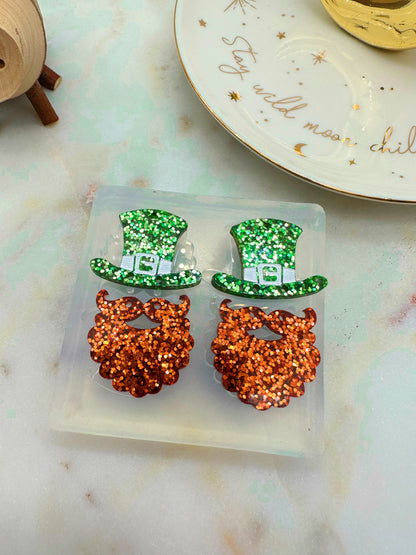 5cm Leprechaun Hat and Beard Dangle Earring Mold