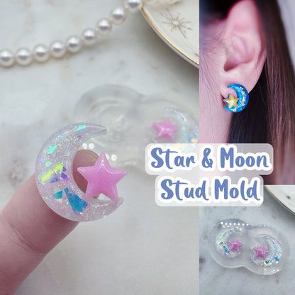 Predomed and Layered Star and Moon Stud Earring Mold