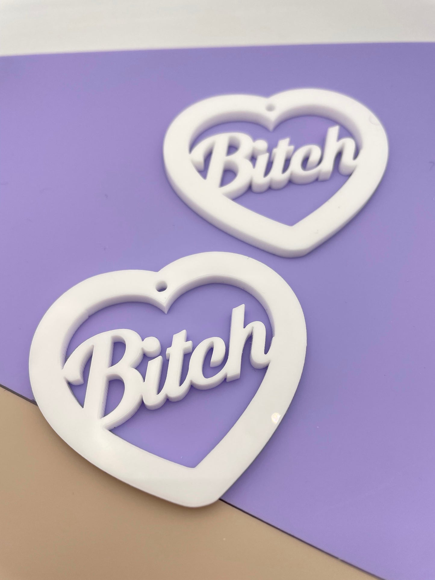 5cm Bitch Swear word Heart Dangle Earring Mold