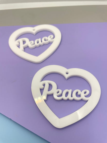 5cm Peace Word Heart Dangle Earring Mold