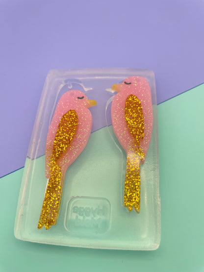 Medium Layered Sleeping Bird Dangle earring Mold