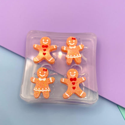 Mini Christmas gingerbread boys and girls stud earring mold