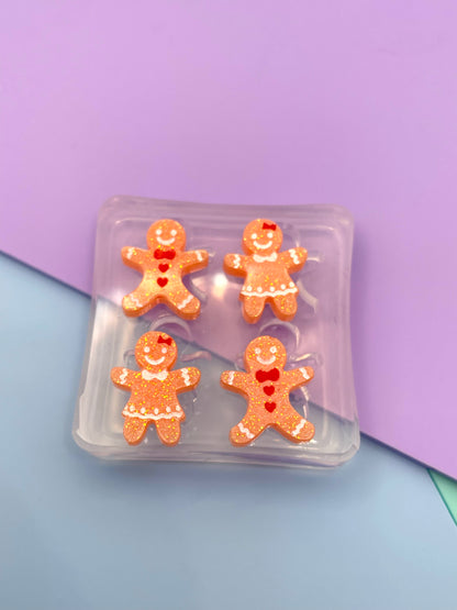 Mini Christmas gingerbread boys and girls stud earring mold