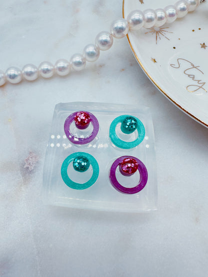 Mini Round Gem Nesting Circle Stud Earring Mold