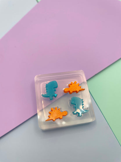 Mini Dino Stud Earring Mold Stegosaurus & Tyrannosaurus T-rex