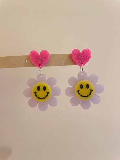 Small Smiley Face Daisy Flower Heart Stud Topper Dangle Earring Mold