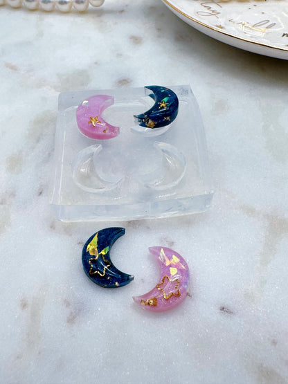 1.6 cm Pre domed Moon Stud Earring Mold