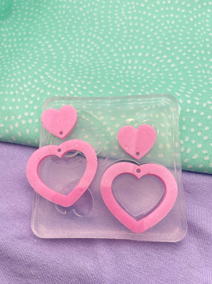 Double Heart Hoop Dangle Earring Mold