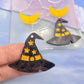 3.5 cm Witch Hat with Crescent Moon Connector Dangle Earring Mold 
