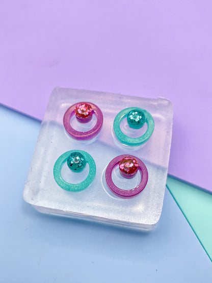 Mini Round Gem Nesting Circle Stud Earring Mold