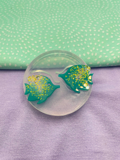 Small Kissing fish dangle earring mold ocean