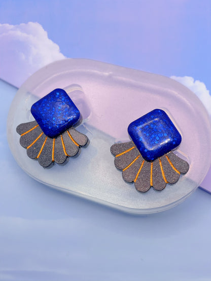 Art Deco Gem Shell Stud Earring Mold