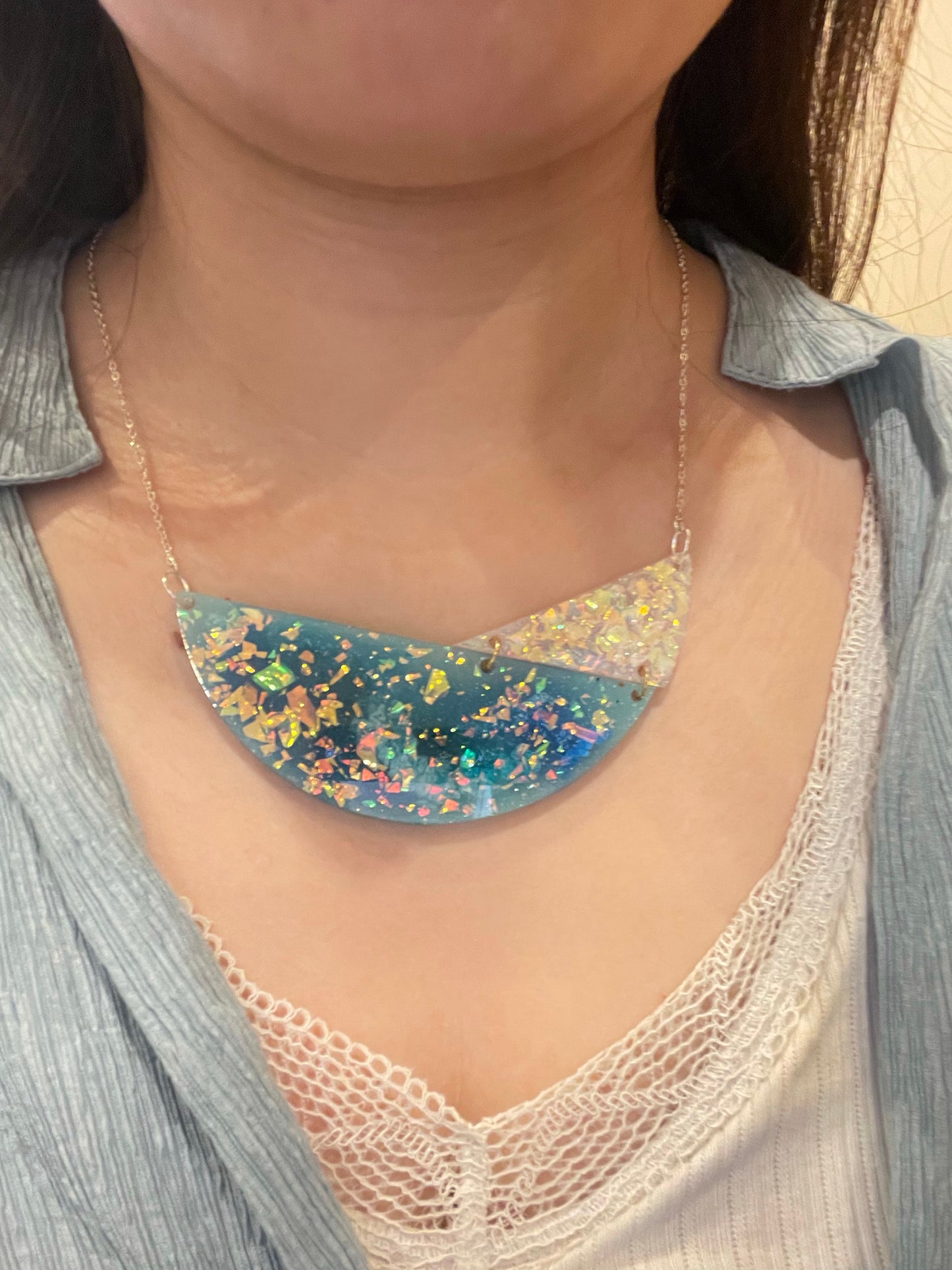 Large 2-part bib necklace pendant mold