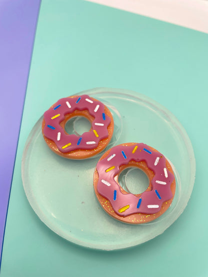 Sweet Donut Statement Stud or Spinner hoop charm earring mold