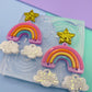 Layered Rainbow Cloud Star Dangle Earring Mold