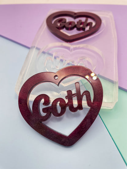 5 cm Goth Slogan Heart Word Dangle Earring Mold Clear Silicone Mould