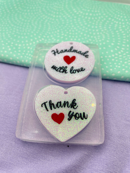 Thank you Handmade with Love tag keychain charm mold