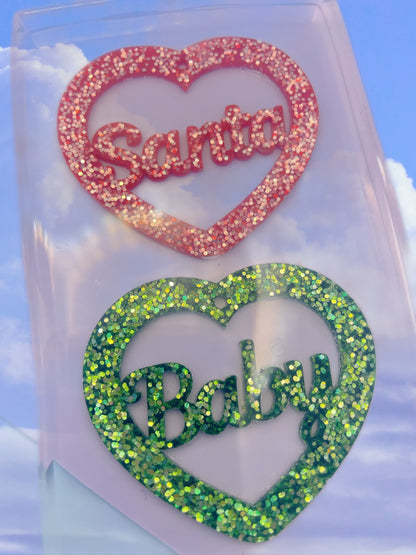 Santa Baby Slogan Heart Dangle Earring Mold